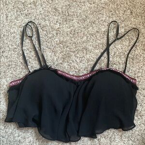 Black Sleeveless Top with Red Trim